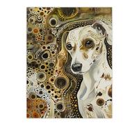 Trippy Dog Lover Pet Portrait Abstract Design Wall Art Print Artery8 Brown W24 inch x H32 inch
