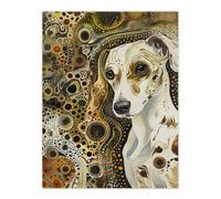 Artery8 Trippy Dog Lover Pet Portrait Abstract Design Wall Art Print in Brown | Size: W12" x H16" Artery8 Brown W12" x H16"