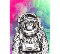 Artery8 Trippy Monkey Ape Astronaut Illustration Weed Marijuana Premium Wall Art Canvas Print 18X24 Inch
