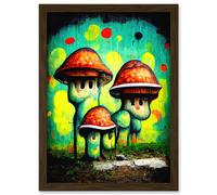 Doppelganger33 LTD Trippy Red Cap Mushroom Houses Street Art Graffiti Mural Artwork Framed Wall Art Print A4