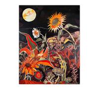 Trippy Sunflowers at Sunset Design Psychedelic Wall Art Print Artery8 Orange W24 inch x H32 inch