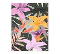 Artery8 Tropical Exotic Colourful Lilies Monstera Design Living Room Large Wall Art Poster Print Thick Paper 18X24 Inch