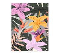 Artery8 Tropical Exotic Colourful Lilies Monstera Design Wall Art Print | Size: W12" x H16" Artery8 Multicolor W12" x H16"