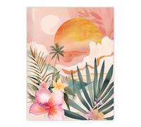 Artery8 Tropical Pink Beach Sunset Palm Orchids Abstract Living Room Extra Large XL Wall Art Poster Print