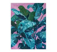 Artery8 Tropical Plant Lover Pink Teal Blue Painting Wall Art Print | Size: W12" x H16" Artery8 Multicolor W12" x H16"