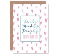 Artery8 Truly Madly Deeply Greetings Card in Pink Artery8 Pink