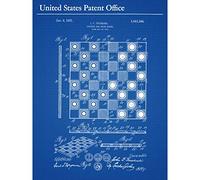 Artery8 Truskoski Checker Chess Board 1923 Game Vintage Patent Premium Wall Art Canvas Print 18X24 Inch
