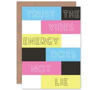 Artery8 Trust The Vibes Energy Typography Colourful Greetings Card Artery8 Multicolor