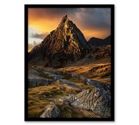 Artery8 Tryfan Mountain Peak Summit Snowdonia Wales Bathroom Toilet Artwork Framed Wall Art Print A4