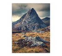 Tryfan Mountain Snowdonia Wales Peak Landscape Wall Art Print Artery8 Brown W24 inch x H32 inch