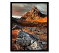 Artery8 Tryfan Mountain Summit Sunset Wales Snowdonia Living Room Artwork Framed Wall Art Print A4