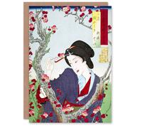 Artery8 Tsukioka Yoshitoshi Japanese Woman by a Plum Tree Blank Art Greeting Card