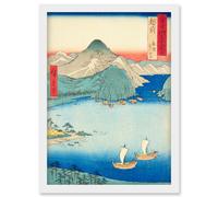 Artery8 Tsuruga, Kehi Pine Grove Echizen Province Utagawa Hiroshige Japan Woodblock Artwork Framed Wall Art Print A4 in White Artery8 White