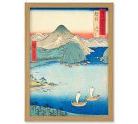 Artery8 Tsuruga, Kehi Pine Grove Echizen Province Utagawa Hiroshige Japan Woodblock Artwork Framed Wall Art Print A4 in Light Oak Artery8 Light Oak