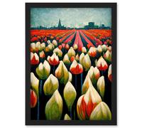 Artery8 Tulip Fields Amsterdam Modern Artwork Framed Wall Art Print A4 in Black Artery8 Black