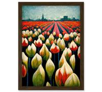 Artery8 Tulip Fields Amsterdam Modern Artwork Framed Wall Art Print A4 in Brown Artery8 Brown