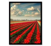 Artery8 Tulip Fields Blue Sky Painting Holland Modern Living Room Artwork Framed Wall Art Print 18X24 Inch