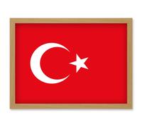 Turkey National Flag Vexillology World Flags Country Region Poster Artwork Framed Wall Art Print A4 Artery8 Light Oak One Size