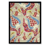 Artery8 Turkish Bed Cover Floral Pattern Framed Wall Art Print A4 Artwork By W. Morris : Vintage Style Art Piece Ideal For Living Room Or Hallway Décor With Timeless Charm