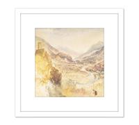Artery8 Turner Chatel Argent Val D'Aosta Above Villeneuve Painting 8X8 Inch Square Wooden Framed Wall Art Print Picture with Mount in White Artery8 White