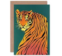 Artery8 Turning Tiger for Him or Her Man Woman Birthday Thank You Congratulations Blank Art Greeting Card