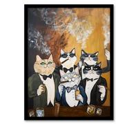 Tuxedo Cat Lover Drinking Smoking Bachelor Party Framed Art Print Artery8 Mustard A4
