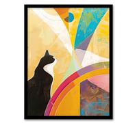 Tuxedo Cat Lover Hilma Rainbow Abstract Design Framed Art Print Artery8 Multi A4