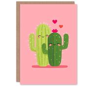 Artery8 Two Cute Kawaii Cacti Cactus Love Illustration Valentine's Day Card