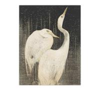 Artery8 Two Egrets in the Snow Vintage Wall Art Print van Hoytema in Grey | Size: W12" x H16" Artery8 Grey W12" x H16"
