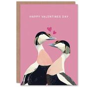 Artery8 Two Eider Ducks Cute Animals In Love Modern Valentine's Day Card