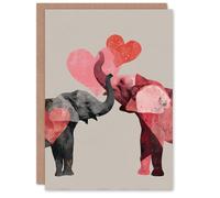 Artery8 Two Elephants Love Heart Collage Modern Abstract Valentine's Day Card