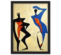 Doppelganger33 LTD Two Figures Dancing Modern Abstract Painting Artwork Framed Wall Art Print A4