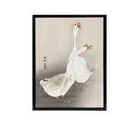 Artery8 Two Geese Vintage Bird Ukiyo E Framed Canvas Wall Art Print Ohara Koson in Beige | Size: W24" x H32" Artery8 Beige W24" x H32"