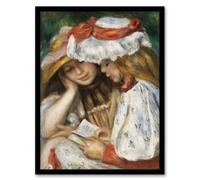 Artery8 Two Girls Reading Renoir Vintage Framed Wall Art Print 12X16"