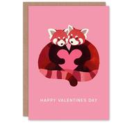 Artery8 Two Intertwined Red Pandas With A Love Heart Personalised Valentine's Day Card