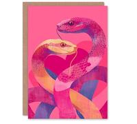 Artery8 Two Intertwined Snakes Colourful Modern Abstract Personalised Valentine's Day Card