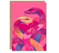 Artery8 Two Intertwined Snakes Colourful Modern Abstract Valentine's Day Card