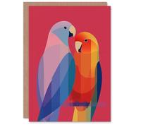 Artery8 Two Lovebirds Colourful Modern Geometric Valentine's Day Card