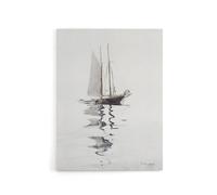 Artery8 Two Masted Schooner with Dory Winslow Homer Canvas Wall Art Print in White | Size: W24" x H32" Artery8 White W24" x H32"