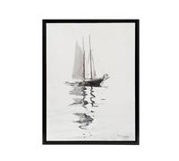 Artery8 Two Masted Schooner with Dory Winslow Homer Framed Canvas Wall Art in White | Size: W18" x H24" Artery8 White W18" x H24"
