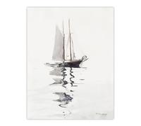Artery8 Two Masted Schooner with Dory Winslow Homer Wall Art Poster Print in White | Size: W18" x H24" Artery8 White W18" x H24"