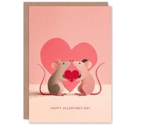 Artery8 Two Mice Holding A Love Heart Modern Romantic Personalised Valentine's Day Card