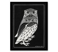 Artery8 Two Owls Vintage Animal Painting Vintage Framed Wall Art Print Graag in Black | Size: W12" x H16" Artery8 Black W12" x H16"