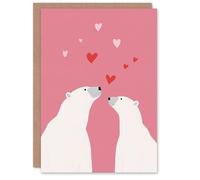 Artery8 Two Polar Bears Animals in Love Modern Illustration Personalised Valentine's Day Card