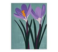 Artery8 Two Purple Crocus Flowers Painting Simple Floral Living Room Extra Large XL Wall Art Poster Print