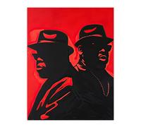 Artery8 Two Rappers Red Black Portrait Painting Hip-Hop Living Room Extra Large XL Wall Art Poster Print
