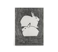 Artery8 Two Stylised Snow Hares Samuel J De Mesquita Canvas Wall Art Print in Black | Size: W12" x H16" Artery8 Black W12" x H16"