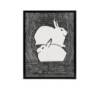 Artery8 Two Stylised Snow Hares Samuel J De Mesquita Framed Canvas Wall Art in Black | Size: W18" x H24" Artery8 Black W18" x H24"