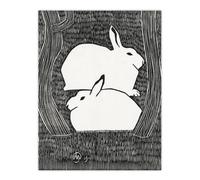 Artery8 Two Stylised Snow Hares Samuel J De Mesquita Wall Art Poster Print in Black | Size: W24" x H32" Artery8 Black W24" x H32"