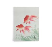 Artery8 Two Veiltail Goldfish in Pond Canvas Wall Art Print Ohara Koson in Pink | Size: W18" x H24" Artery8 Pink W18" x H24"